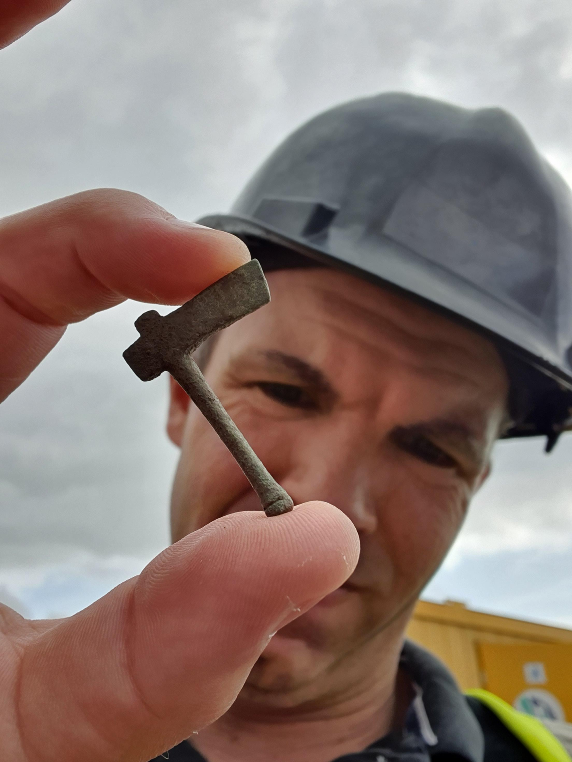 The small axe found at the 1,800-year-old complex.