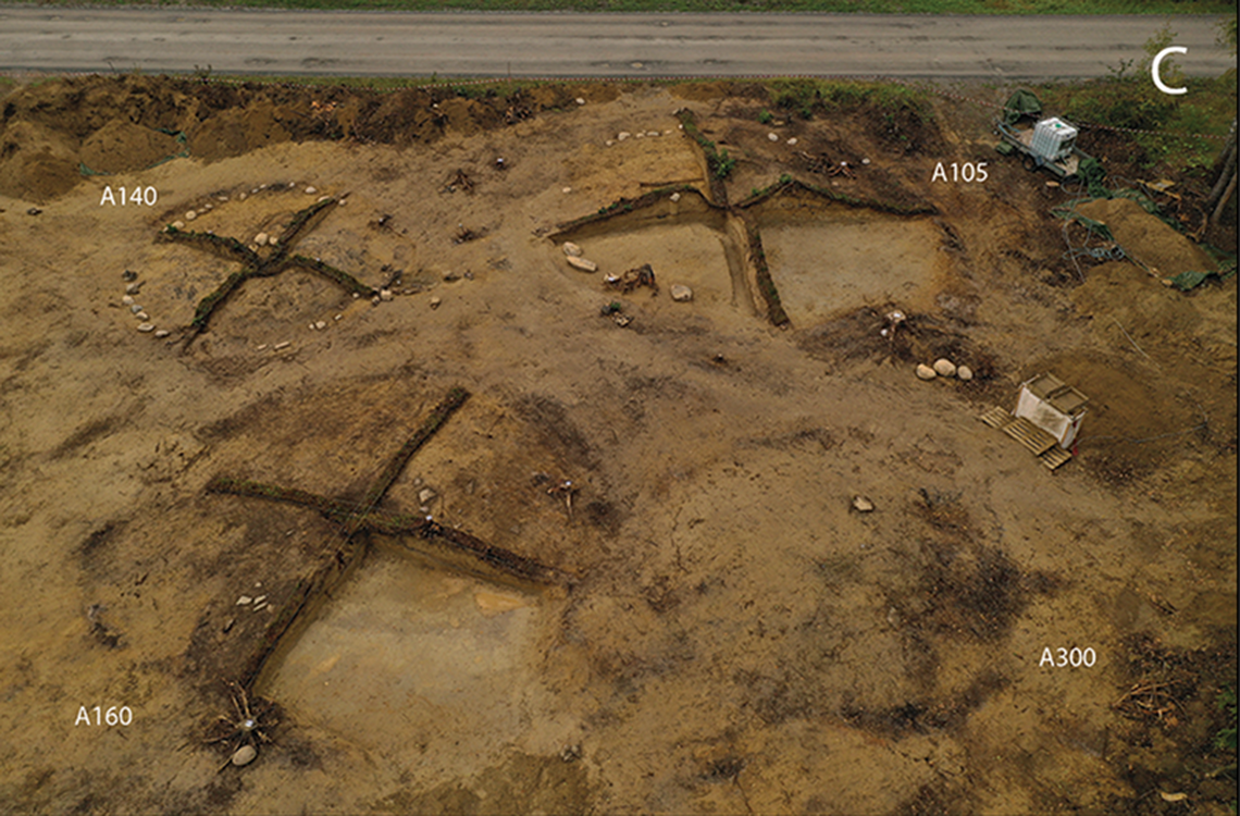 An aerial view of the Svingerud grave field.