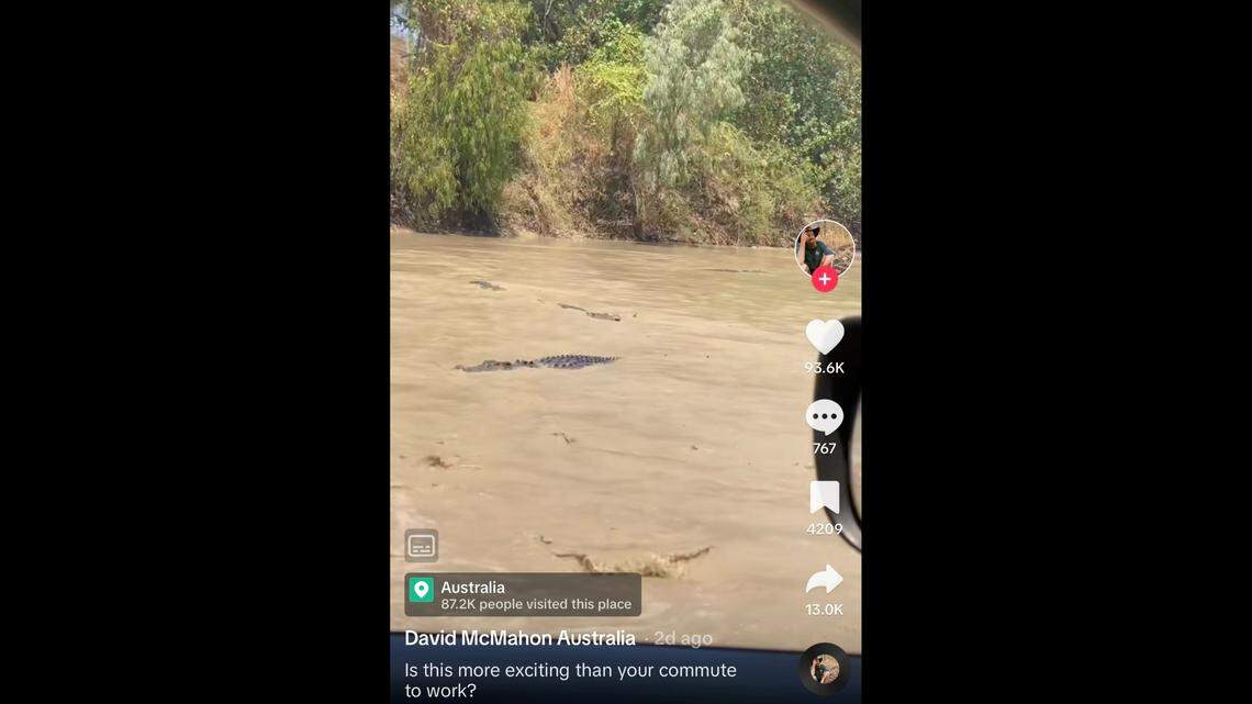 A safari guide in Australia showed his crocodile-infested commute to work.