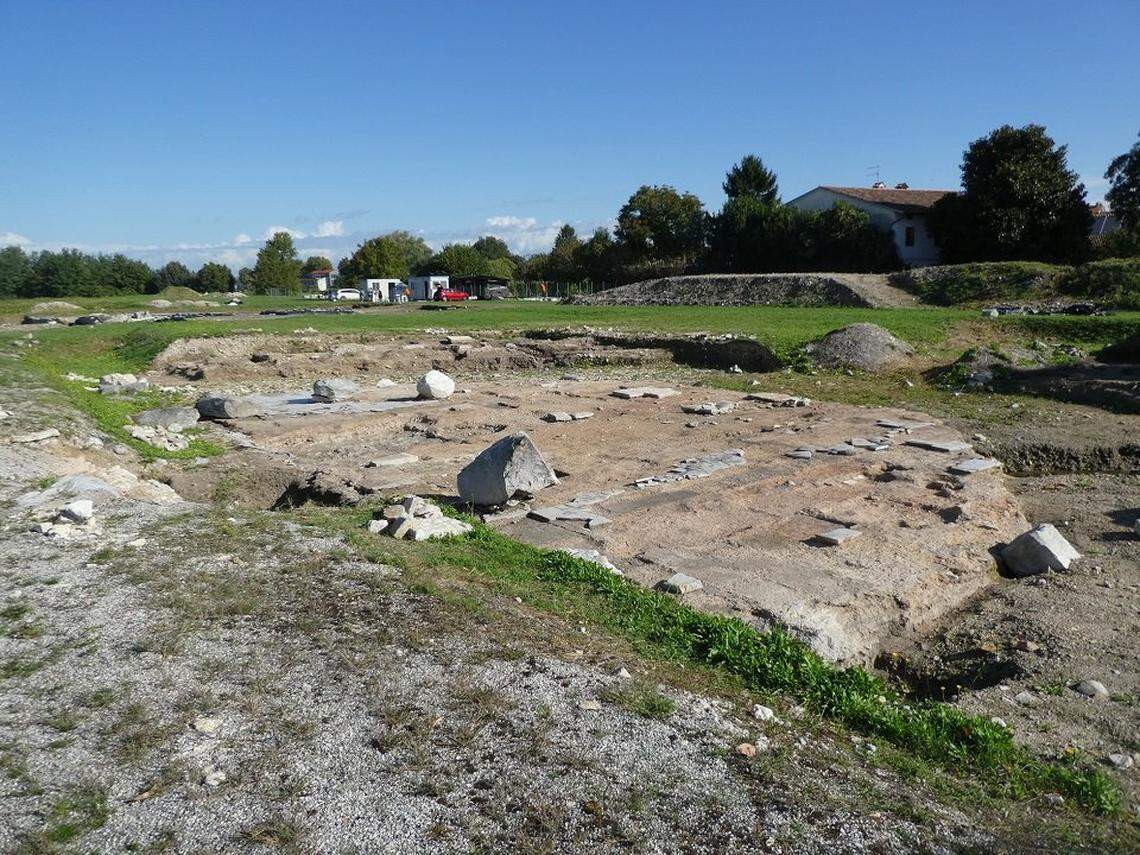 Ruins of the ancient apse, or semicircular room, at the Roman bath complex.