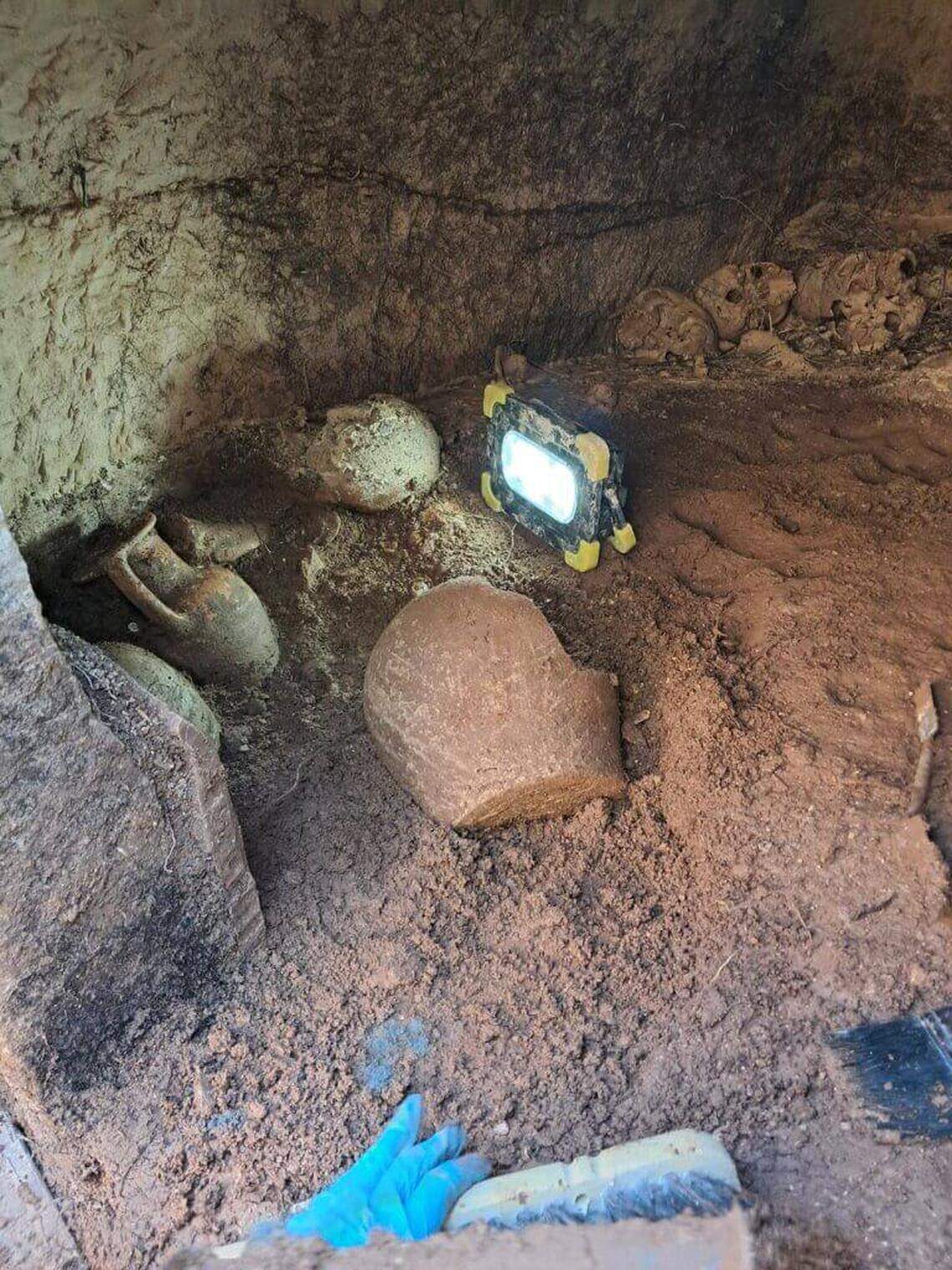 A view inside one of the ancient Punic burial chambers.