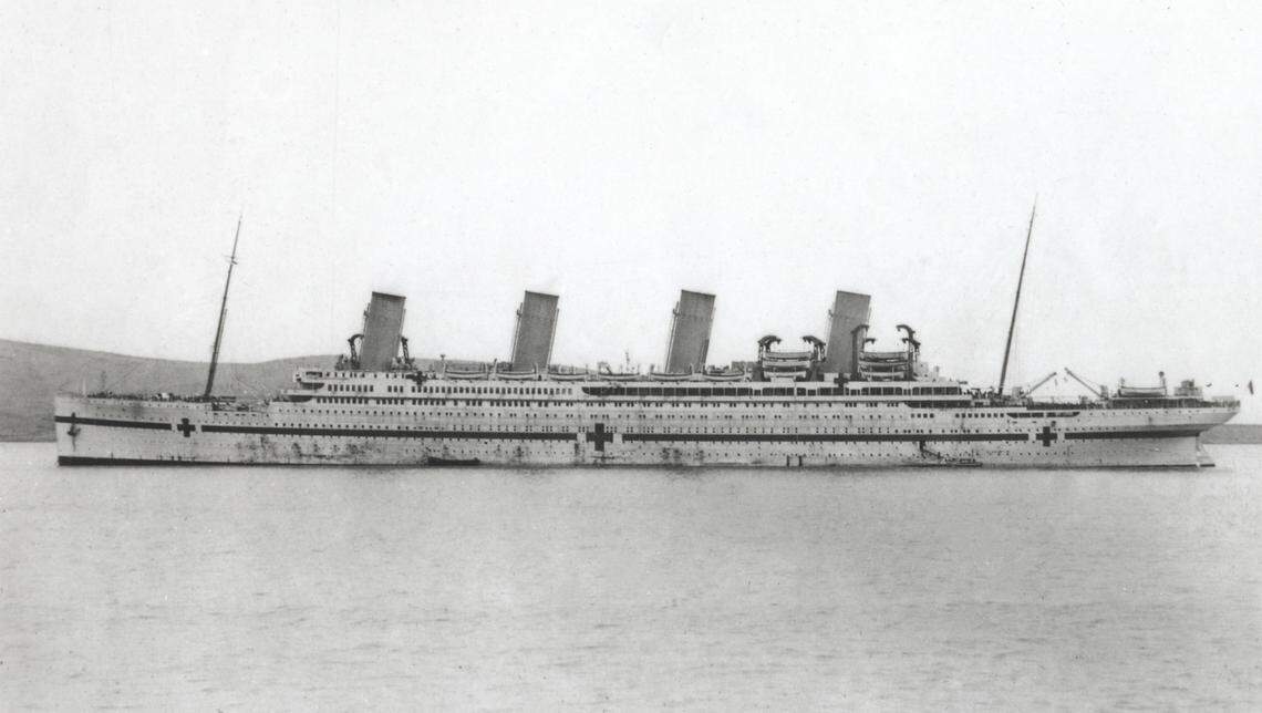 A historic photo shows the HMHS Britannic.