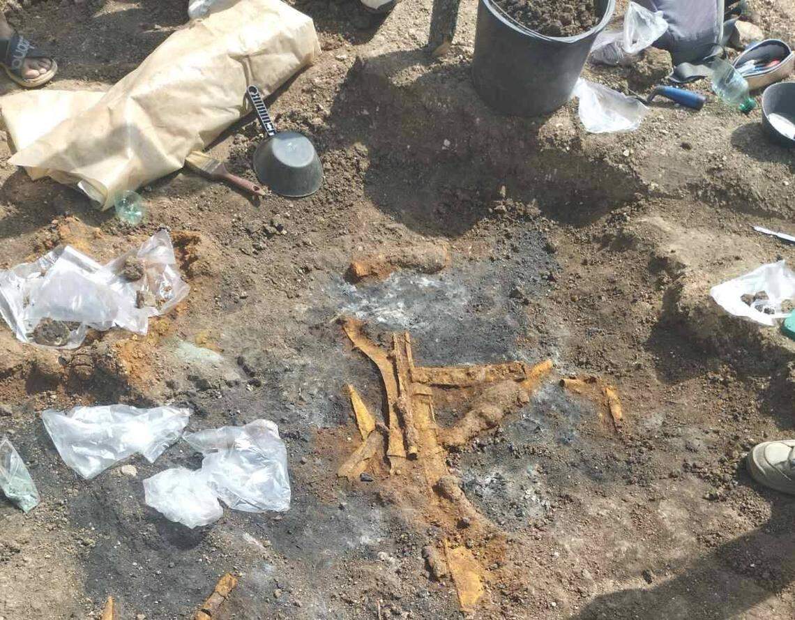 The 1,900-year-old Thracian grave as seen from above.