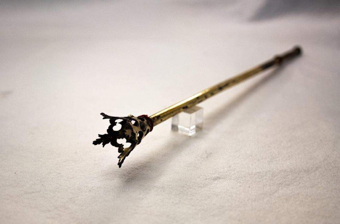 A gold scepter found hidden at Vilnius Cathedral.