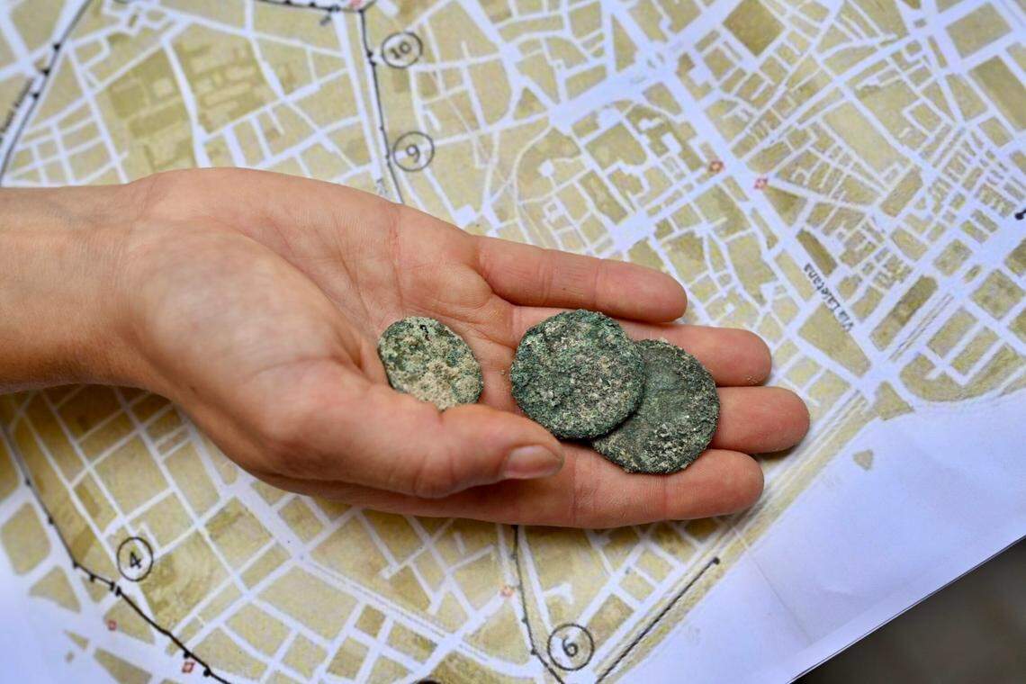 Several 19th century coins found during excavations.