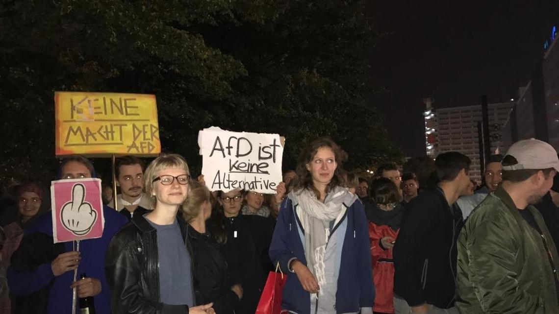 Thousands of people in Berlin protest against the election to Parliament of the far right AfD party, which has been accused of having neo-Nazi tendencies.