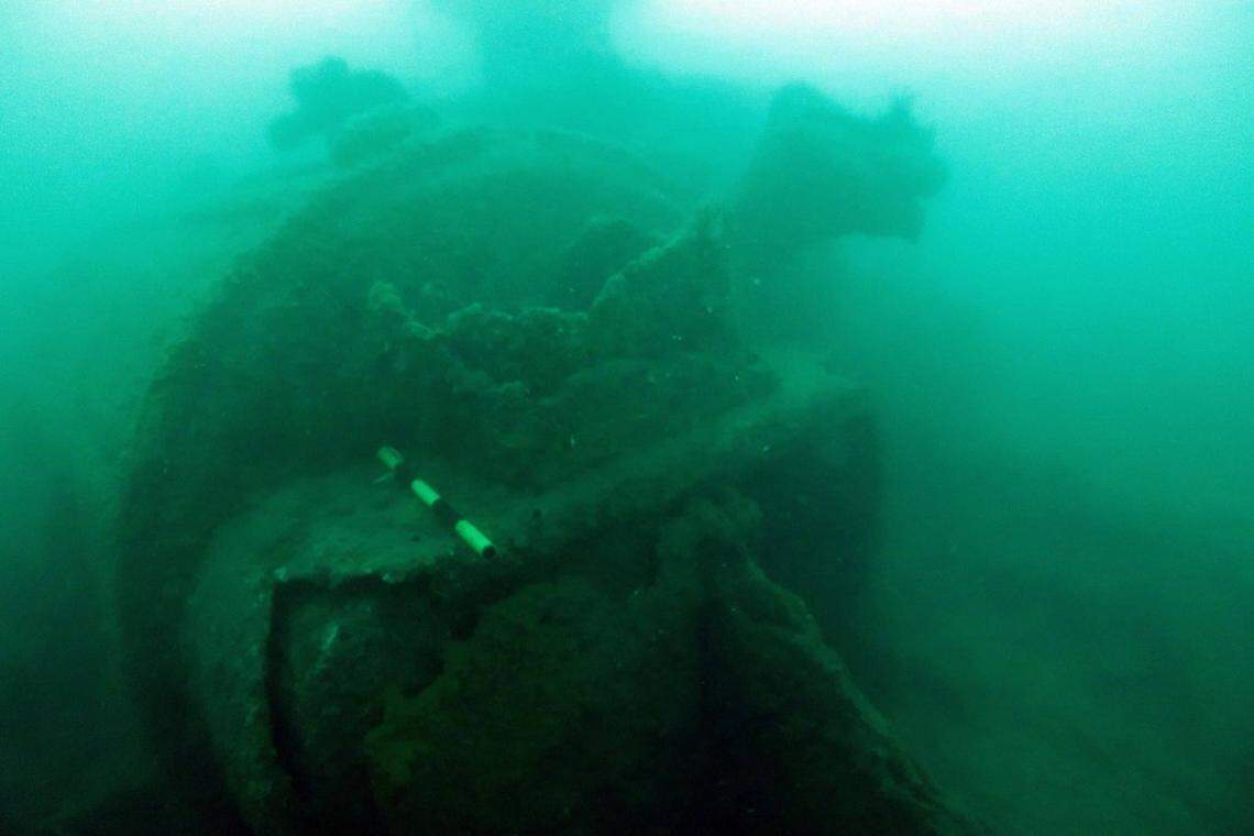 A boiler found at the Pin Wreck site.