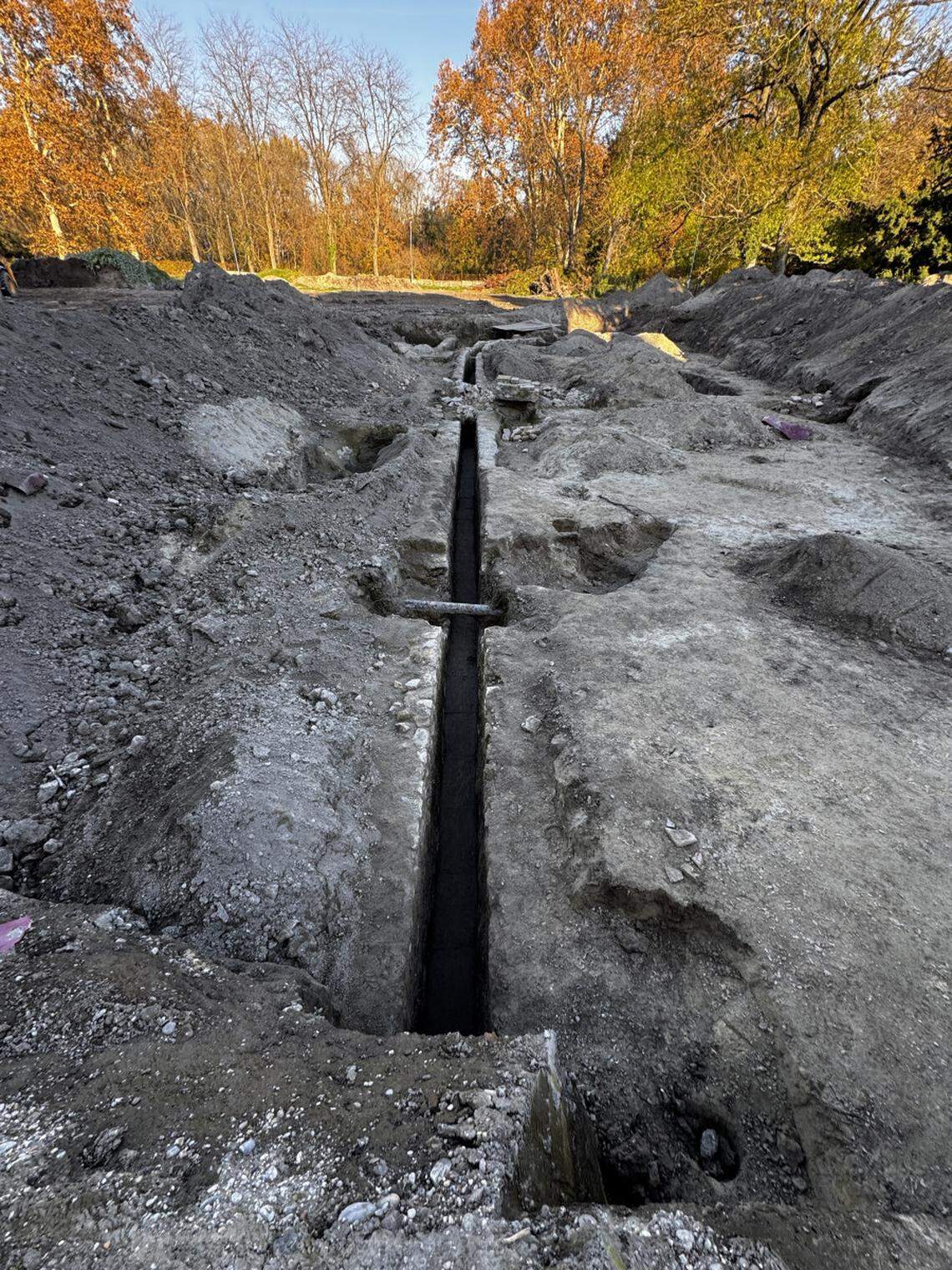 A section of the ancient Roman aqueduct found at Rusovce Mansion.