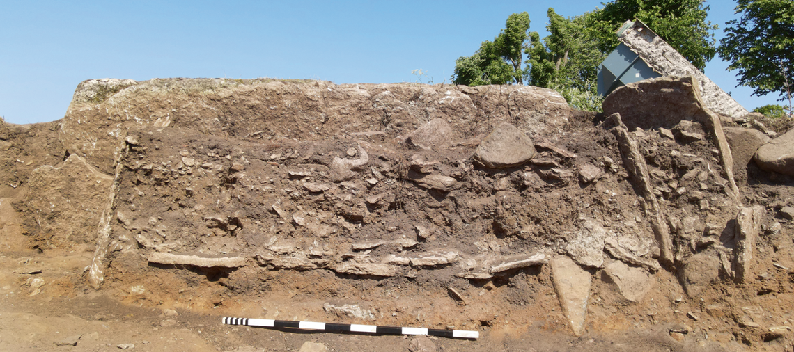 The stone burial chamber in Tiarp as seen from the side.