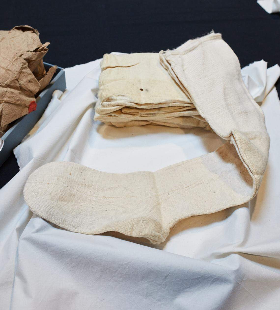 Some stockings found in the 217-year-old packages.