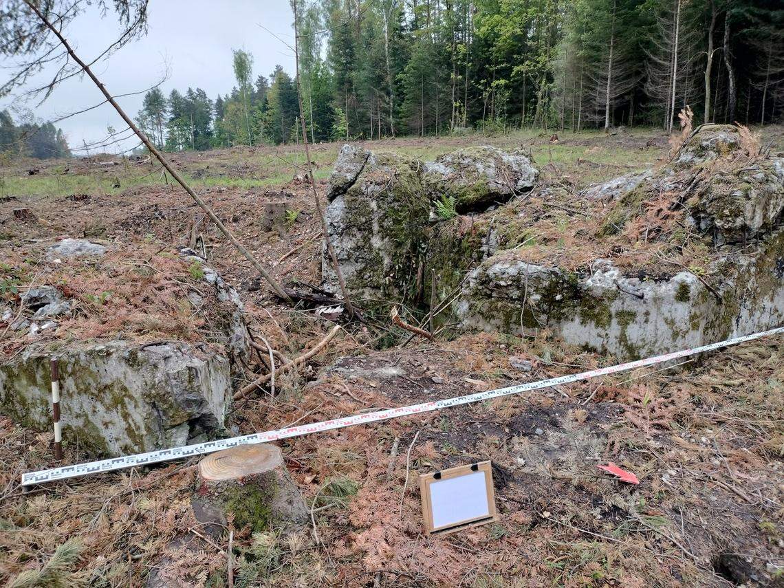 The front face and gun port of the WWII bunker near Tomaszów Lubelski.