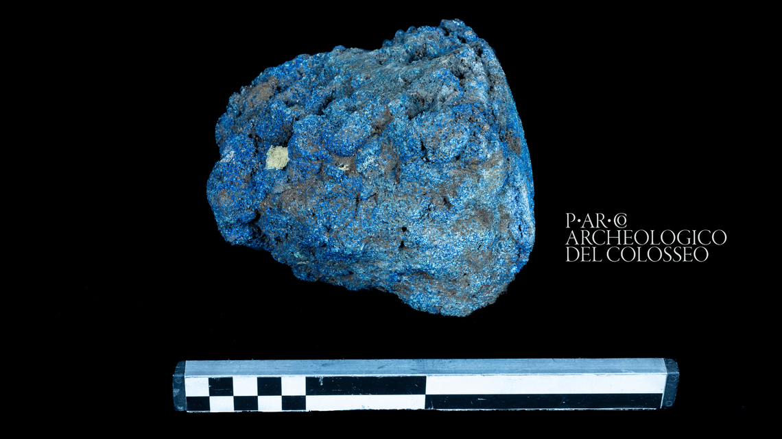 Archaeologists excavating near the Colosseum found a rare chunk of Egyptian blue pigment dating back about 2,000 years.