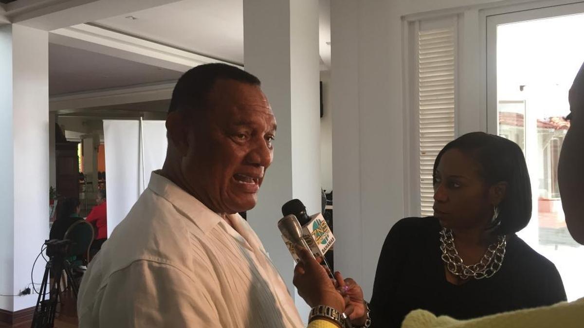 Bahamas Prime Minister Perry Christie speaks with the media during a gathering of Caribbean Community leaders in Guyana on Monday. The annual summit ends Wednesday.
