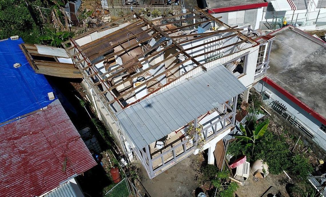 An ‘irregular’ house not built according to Puerto Rico codes in Villa Esperanza. It was damaged by Hurricane Maria.