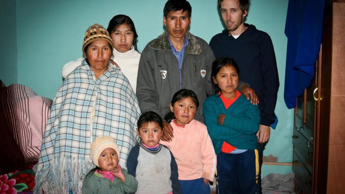 Etelvina Ramos Mamani, far left, and her husband, Eloy Rojas Mamani, and their children in Bolivia. They are suing the country’s former president over the death of their 8-year-old daughter, Marlene.