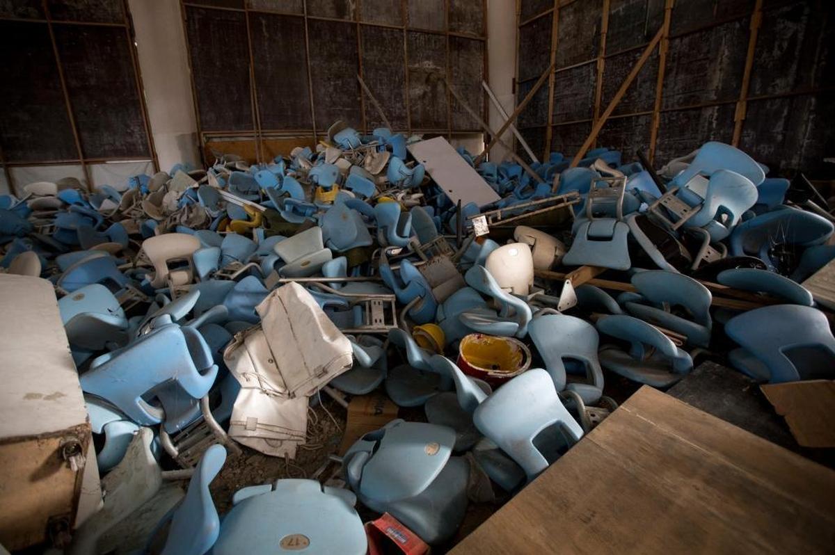Seats are jumbled in a pile inside Maracana stadium in Rio de Janeiro earlier this year. The historic stadium, site of the opening and closing ceremony of the Rio Olympics, has been vandalized as stadium operators, the Rio state government, and Olympic organizers have fought over unpaid bills and management of the venue.