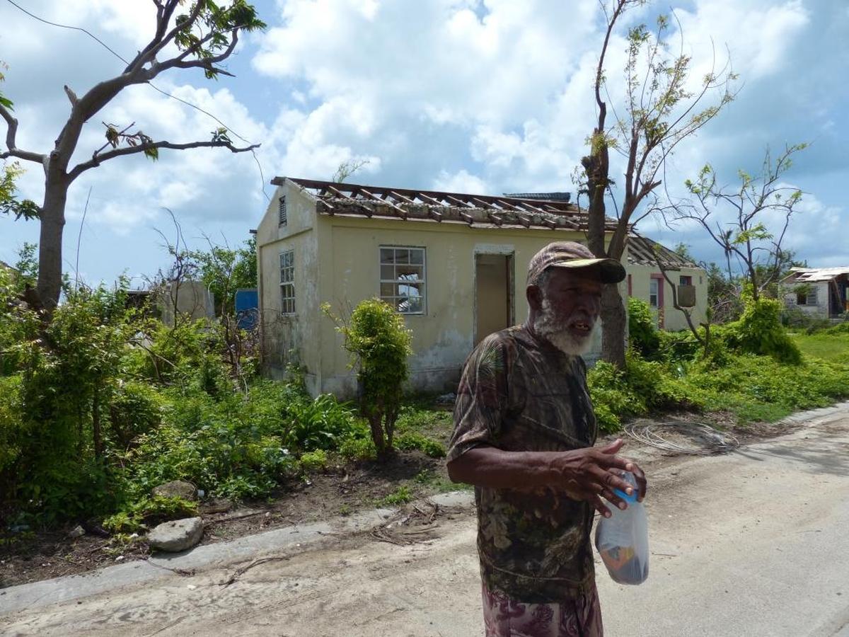 Sherwin Webber, 76, is a retired engineer who moved back to Barbuda in 1986 from England. He’s among a few people who have returned to Barbuda to live after the island was deciated by Hurricane Irma last month.