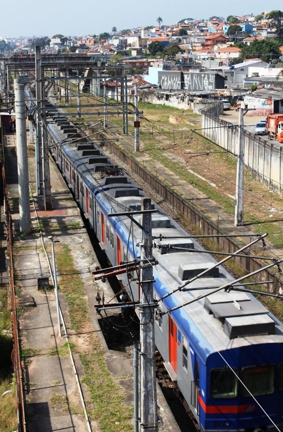 Journalists for Mural measured the gaps between platforms and the doors of trains such as this one in Guaianases, Brazil. People fell and got injured at stations where the gap was too wide.