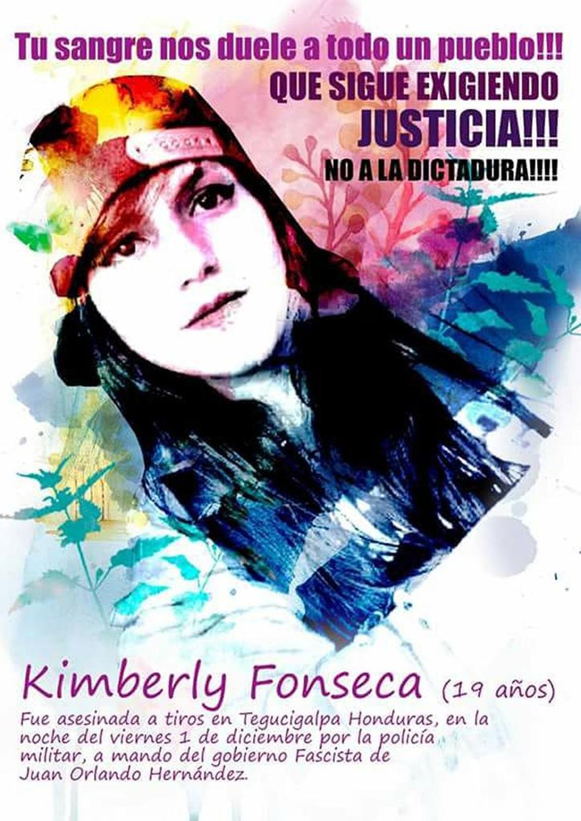 Posters with Kimberly Fonseca’s image call for justice in her death.