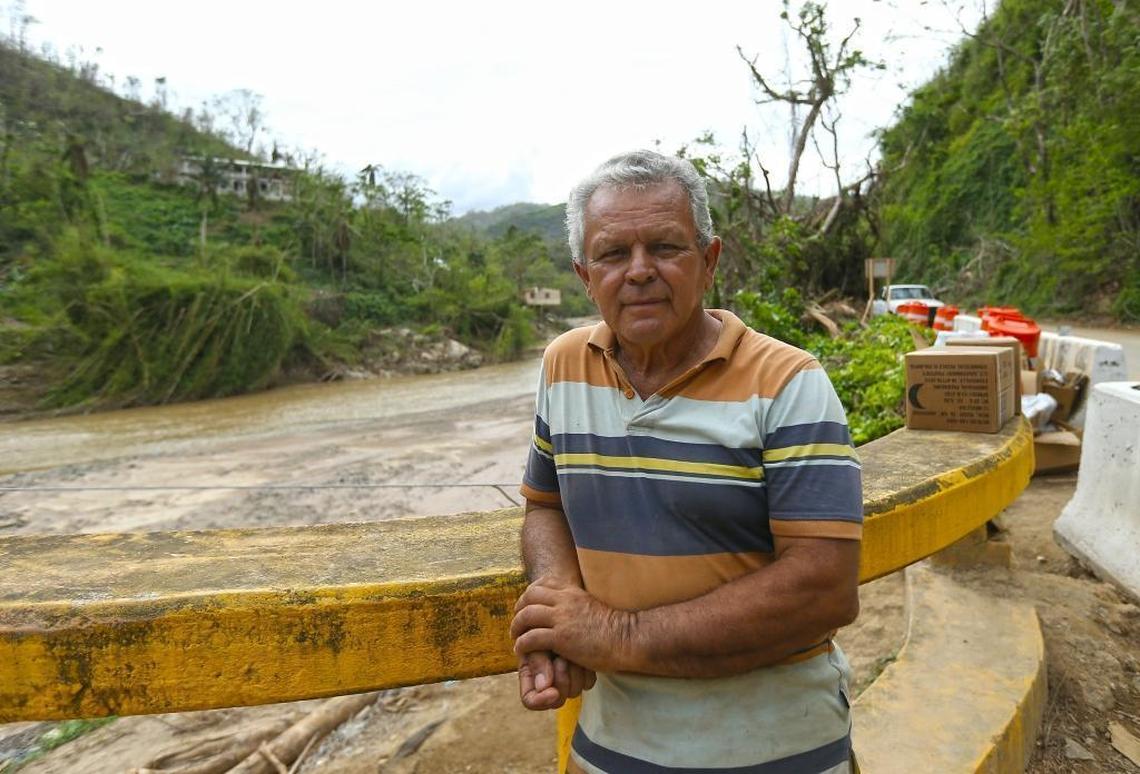 Rio Abajo resident Daniel Pagan lost his house during Hurricane Maria. He poses across the river on Friday, October 27, 2017 in Puerto Rico.