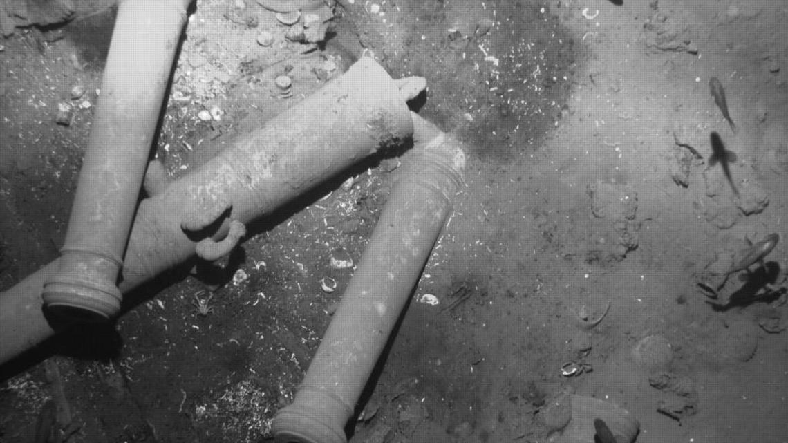 Colombia says it has discovered the site of the Spanish galleon San José, which sunk off the coast of Cartagena in 1708. The shipwreck is the subject of a long-running legal dispute and is thought to be worth billions. The cannons, pictured here, were key to identifying the galleon, authorities said.