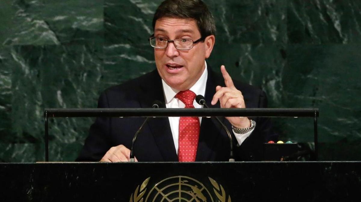 Cuban Foreign Minister Bruno Rodríguez Parrilla addresses the United Nations General Assembly on Friday. He expressed gratitude for the assistance offered to Cuba in its recovery from Hurricane Irma.