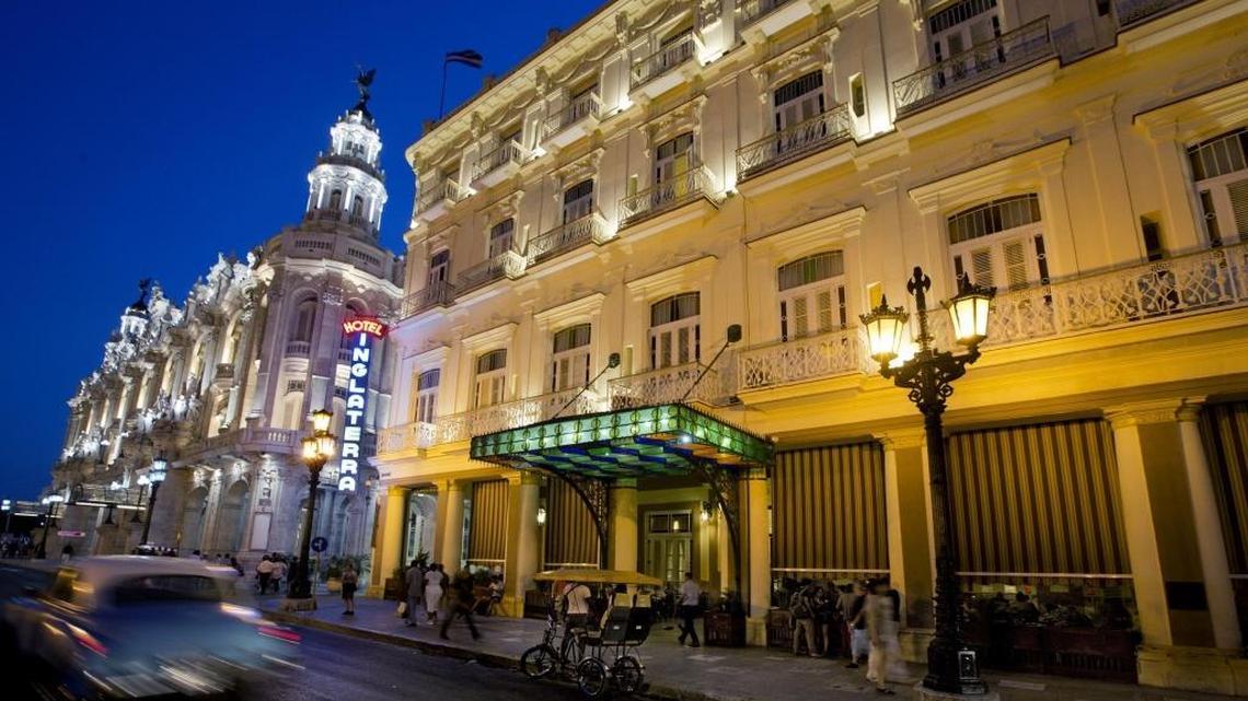Marriott International is discussing renovation of the Hotel Inglaterra, at right, and plans to manage the Havana hotel.