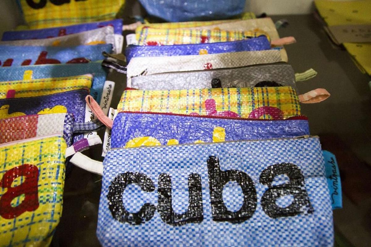 Bags that Clandestina sells at its Old Havana store.
