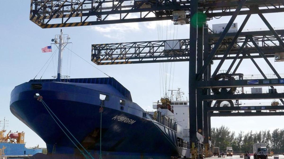 The first legal exports from Cuba to the United States in more than 50 years arrived at Port Everglades on Jan. 24 aboard this Crowley ship. In his budget proposal, Florida Gov. Rick Scott has recommended that no state funds be allocated for port improvements if it results in expansion of trade with Cuba.