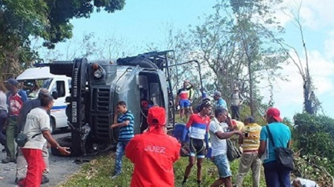 20 people were injured on Feb. 15 when a truck carrying journalists, athletes and officials during a cycling competition flipped on a notoriously dangerous road near the eastern city of Santiago de Cuba.