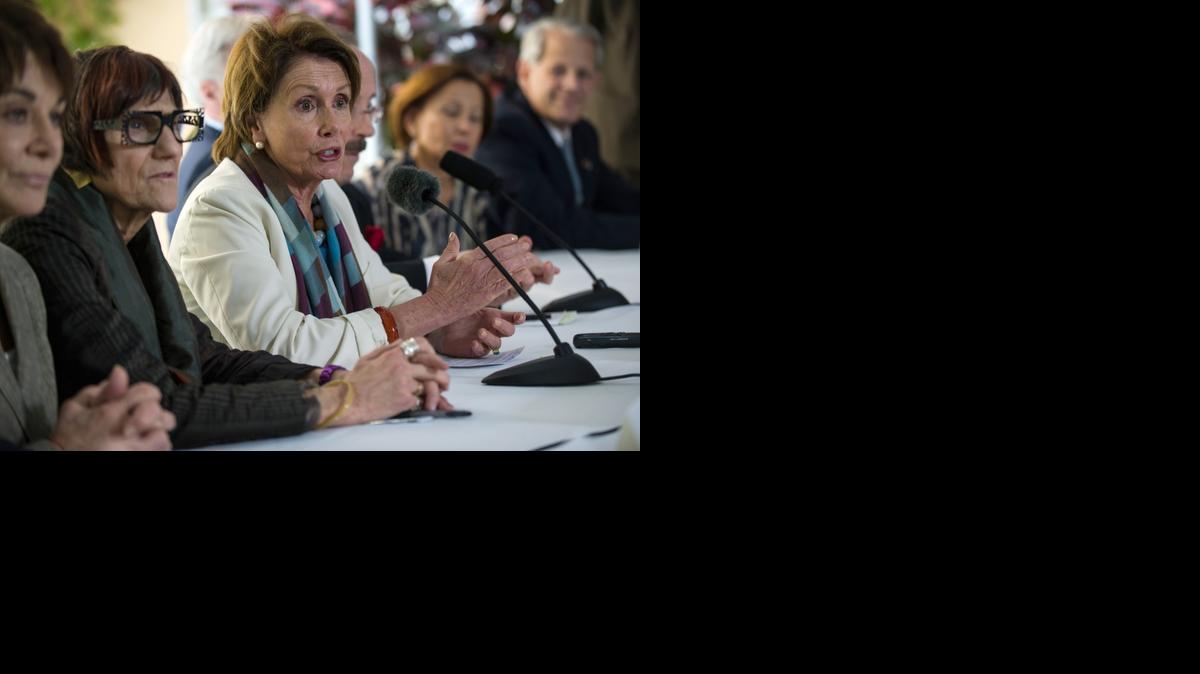 
U.S. Democratic leader Nancy Pelosi holds a press conference in Havana with other legislators. Pelosi is heading an official delegation of Democratic representatives visiting Havana. 
