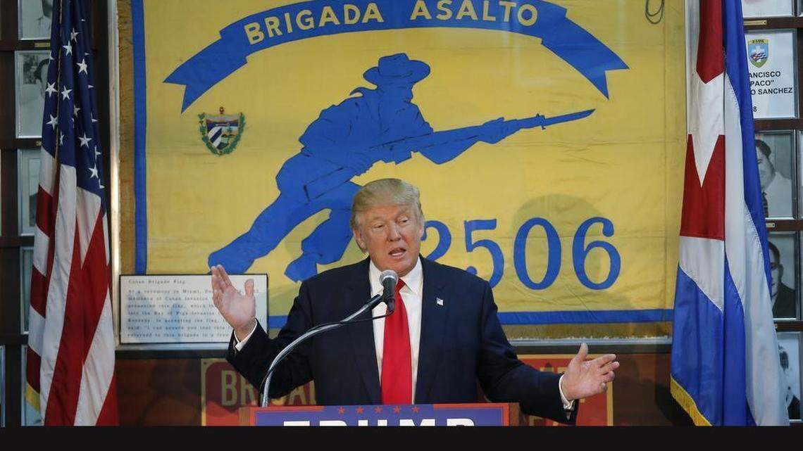 Donald Trump visits Bay of Pigs museum and addresses the Brigade 2506, veterans of the Cuban battle on Tuesday, Oct. 25, 2016.