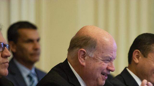 
Organization of American States Secretary General Jose Miguel Insulza smiles following the election of his successor, Uruguayan Foreign Minister Luis Almagro, who takes office May 26, 2015.


