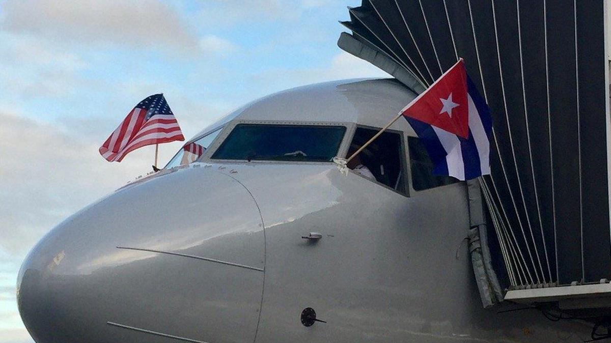 American Airlines Flight 17 prepares for the inaugural trip from Miami to Havana on Monday morning.
