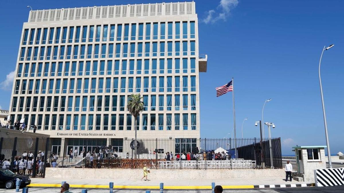 A U.S. flag flies at the U.S. embassy in Havana in 2015.