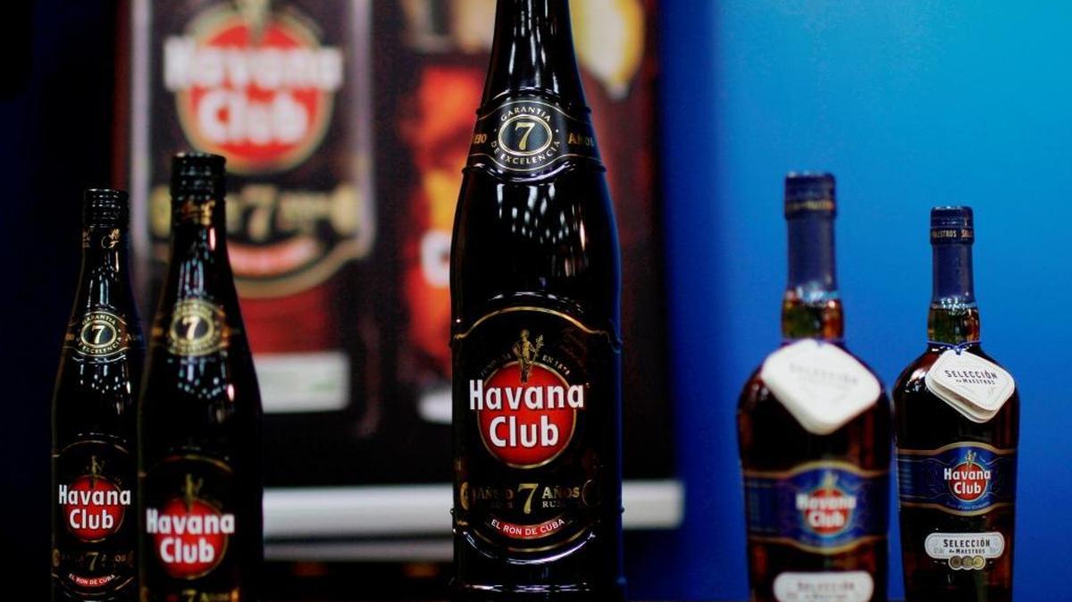 Bottles of Havana Club rum sit on display during a video conference between the Havana Club rum company in Havana and their associates in Paris at Pernod Ricard in Havana, Cuba, Tuesday, June 5, 2012.