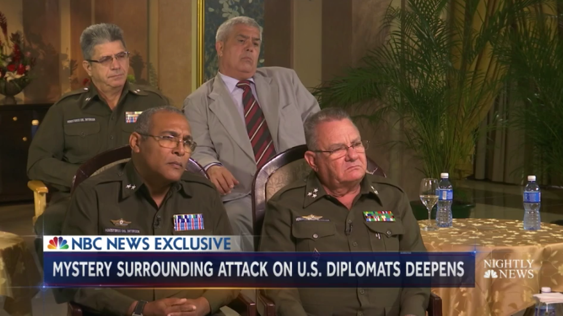 From left, in the back row: an unidentified officer and Dr. Manuel Villar. In the front row, Lt. Col. José Alazo and Col. Ramiro Ramírez.