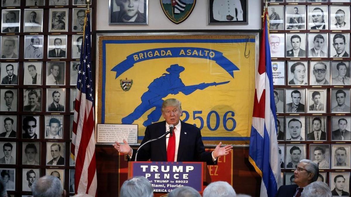 Candidate Donald Trump visits the Bay of Pigs museum in Miami in October.