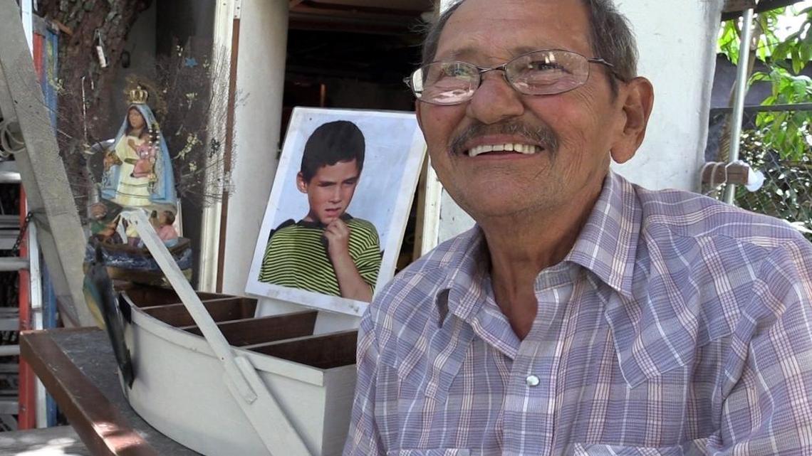 In this 2015 photo, Delfín González, great uncle of Elían González, talks about Elían and his time in Miami in the back yard of the house where the child lived in Little Havana.