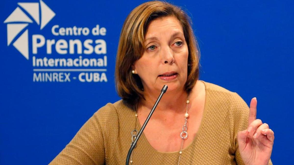 Cuba diplomat Josefina Vidal is shown speaking to reporters in Havana. She lead the Cuban delegation at the sixth meeting of the U.S.-Cuba Bilateral Commission in Washington. John Creamer, deputy assistant secretary for Western Hemisphere Affairs, headed the U.S. delegation.