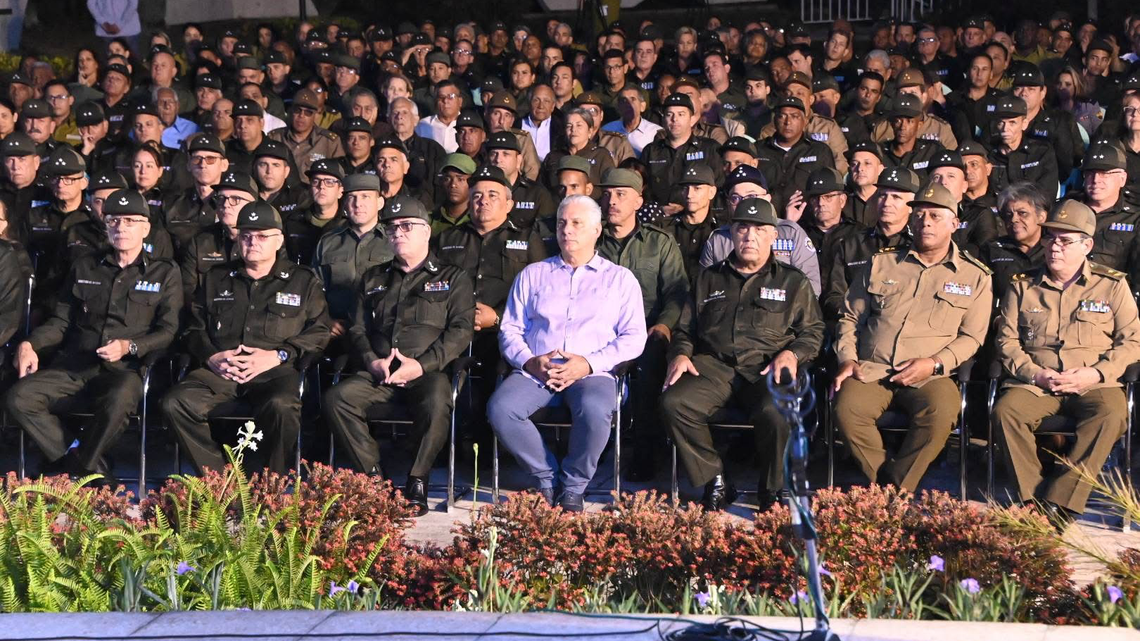 Cuba’s leader Miguel Díaz-Canel, center, is surrounded by Ministry of Interior and Ministry of Revolutionary Armed Forces officials. In recent years, the Cuban military have expanded its economic and political control over the country. A military conglomerate known as GAESA has massive dollar reserves, a Herald investigation reveals.