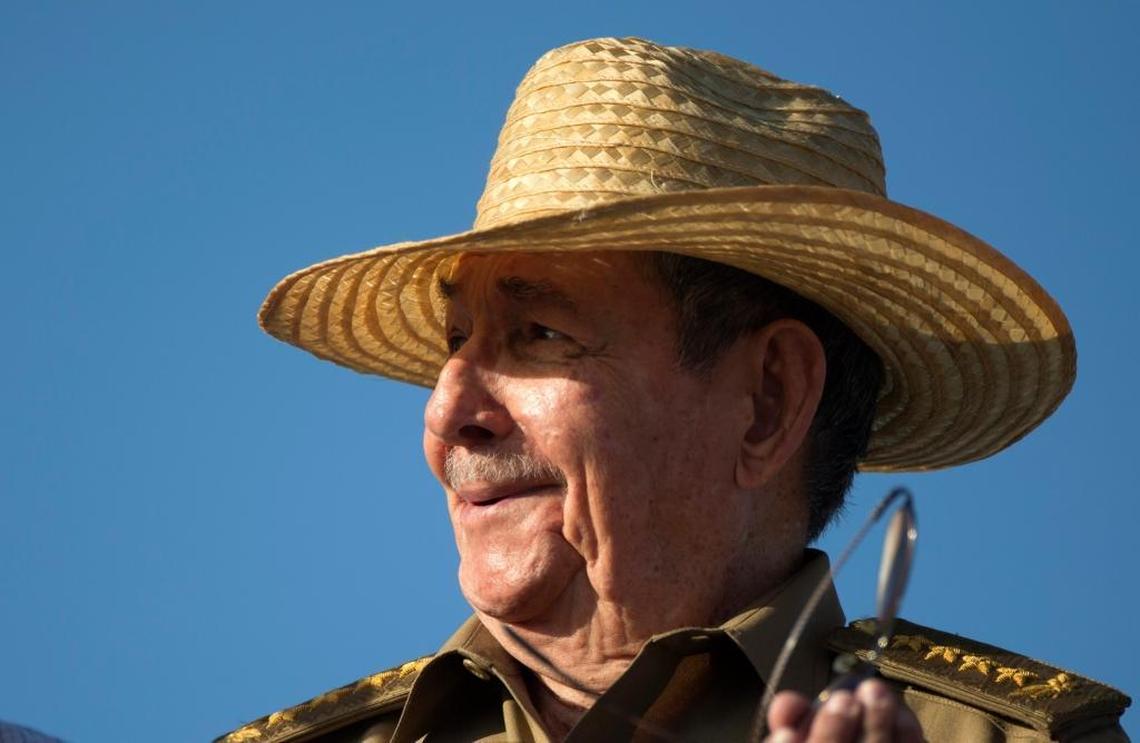 Cuba's President Raul Castro watches the May Day march at Revolution Square in Havana earlier this year. Castro will remain in the presidency longer than previously announced.