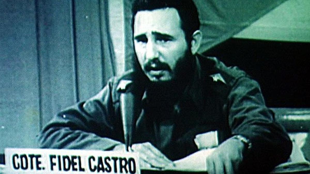 Fidel Castro on television in the early days of the Cuban revolution