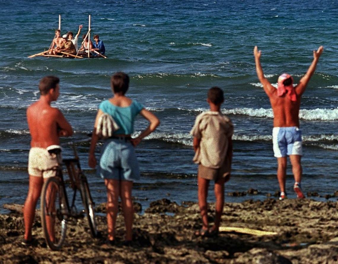 A new study reveals that Cuba would have lost more than half of its gross domestic product during the deep economic crisis of the mid 1990s. The shortage prompted thousands of Cubans to flee the the island aboard decrepit rafts. In this 1994 photo, a group of rafters leave from Cojímar, a coastal town east of the capital.