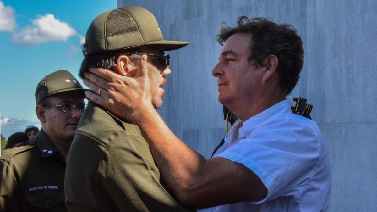 Alejandro Castro Espín, left, Raúl Castro's son, offers his condolences to his cousin, Antonio Castro Soto del Valle, Fidel Castro's son, at Revolution Square in Havana on Nov. 28, 2016.