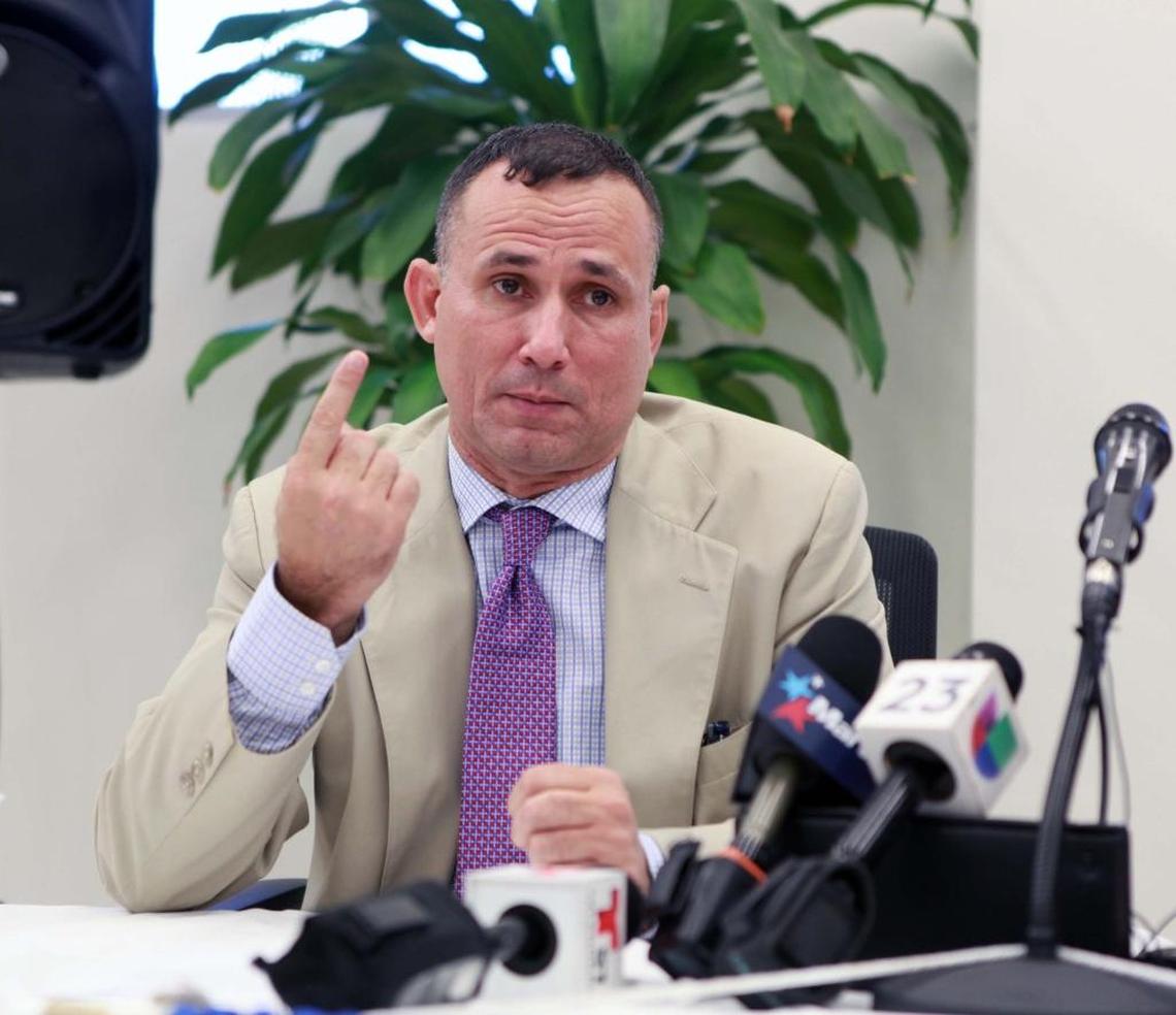 Dissident leader José Daniel Ferrer during a press conference in Miami. Ferrer, the leader of the largest dissident organization in Cuba, has been held incommunicado since his detention in Cuba on Aug. 3, 2018.