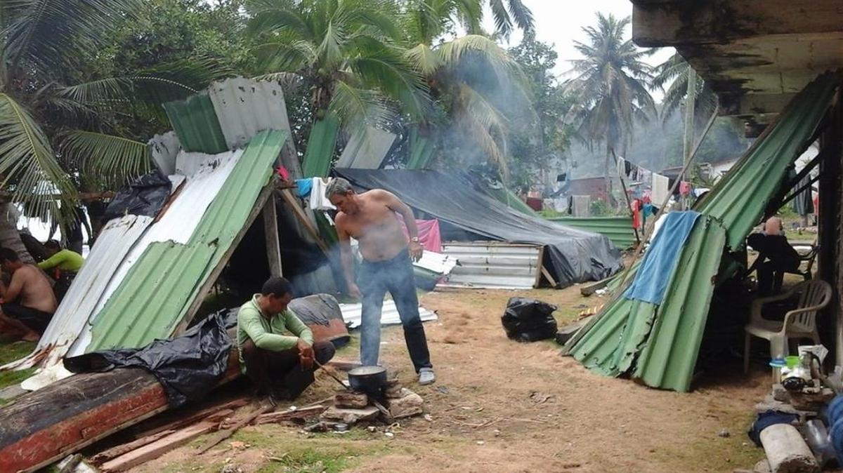 One of three encampments for migrants in La Miel, Panama.