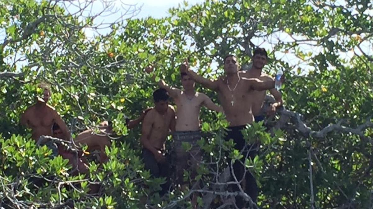 Cuban migrants coming ashore near Key Largo on Jan. 1, 2016 in a photo captured by a passerby.