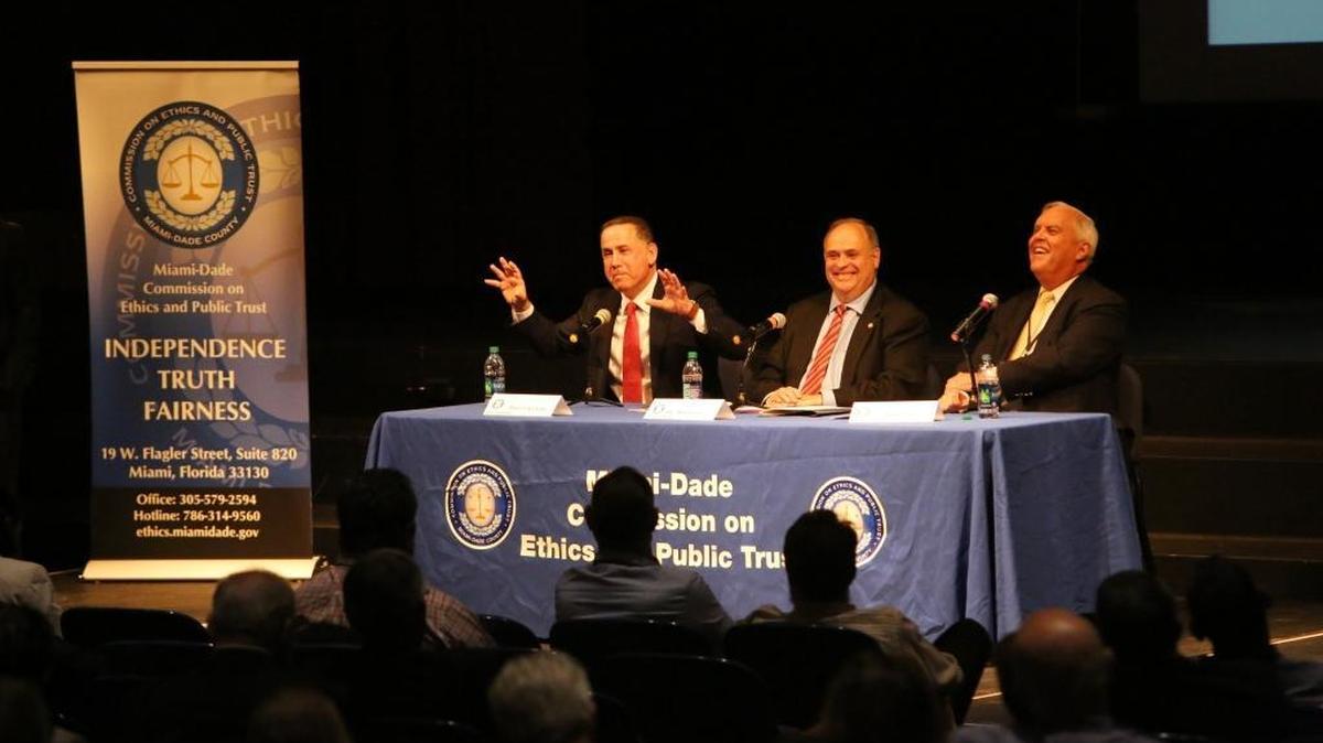 Three local mayors — Philip Levine of Miami Beach, J.C. Bermudez of Doral and Jim Cason of Coral Gables — disagreed on how much, or how little, business Americans should do in Cuba. The three mayors spoke at Barry University as part of a day-long conference organized by the Miami-Dade Commission on Ethics and Public Trust that tried to grapple with the ethical, legal and regulatory implications of doing business with Cuba.
