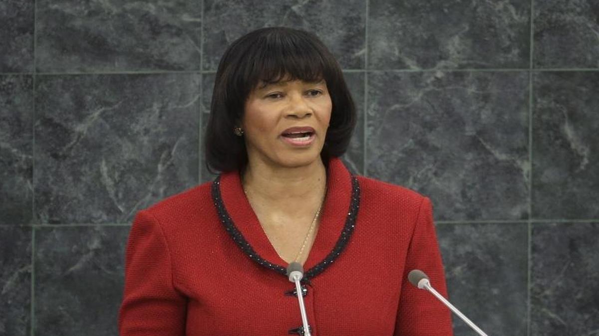 Jamaican Prime Minister Portia Simpson Miller speaks during the 68th session of the General Assembly at United Nations headquarters in 2013.